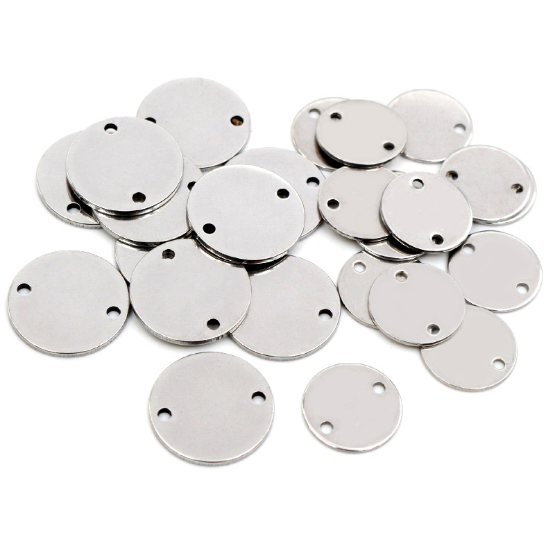 15pc/lot 12mm 15mm No Fade Charms 316 Stainless Steel Round Charms for necklace pendant charms diy jewelry making