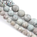 Matte Blue Rain Stone Jaspers Beads Round Loose Spacer Bead For Jewelry Making Natural Stone 6 8 10mm 15"Strand Diy Accessories