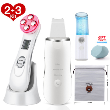 Ultrasonic Face Cleaning Skin Scrubber Facial Cleansing Peeling Machine Pore Cleaner + RF EMS LED Anti Aging Facial Massager 18