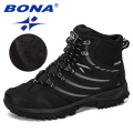 BONA 2019 New Designer Hiking Shoes Men Cow Split Plush Boots Man Mountain Climbing Shoes Outdoor Sport Shoes Trekking Sneakers