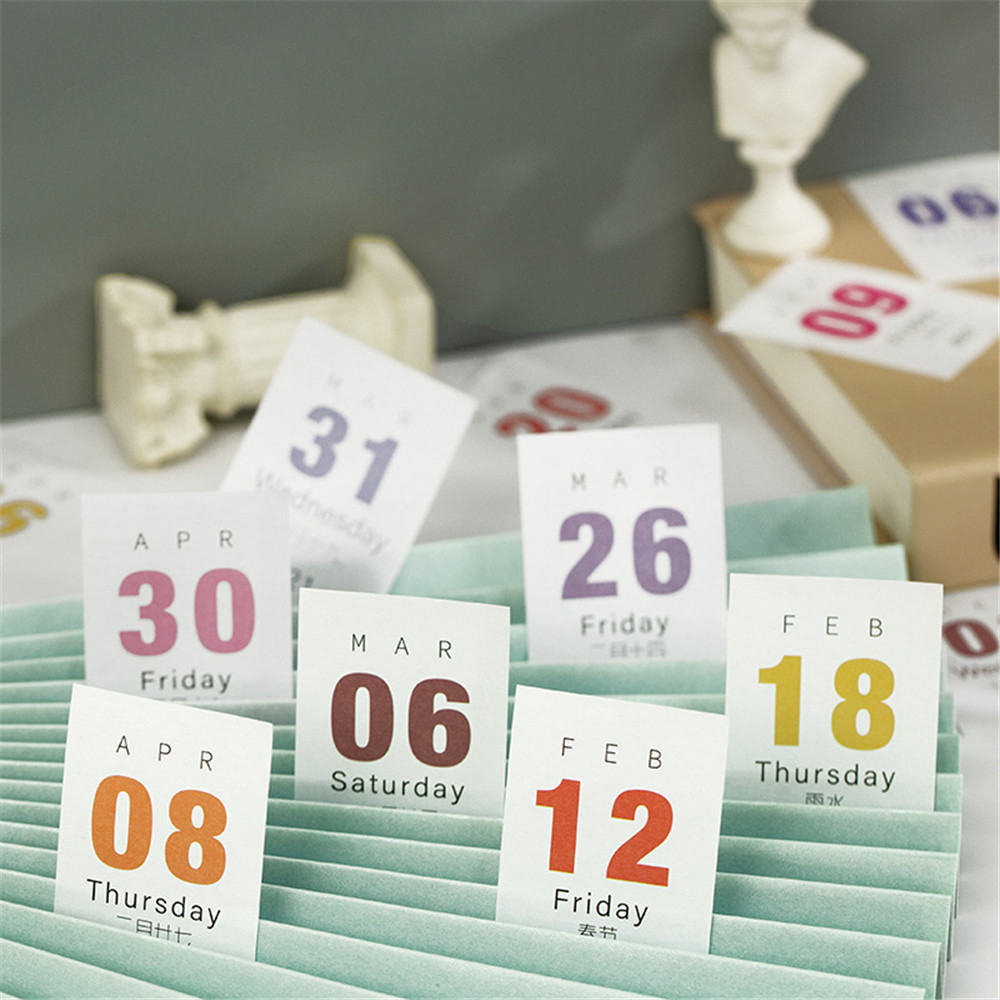 365 Days Mini Desk Calendar Material Paper 2021 Pocket Book Table Planner Yearly Organizer Dates Reminder Timetable Planner