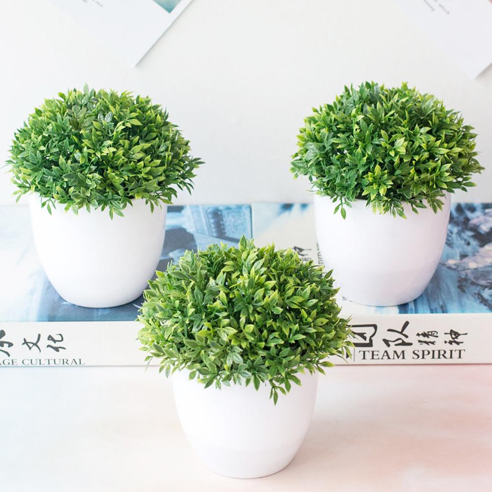 6 PCS NEW Artificial Plants Bonsai Small Tree Pot Plants Fake Flowers Potted Ornaments For Home Decoration Hotel Garden Decor