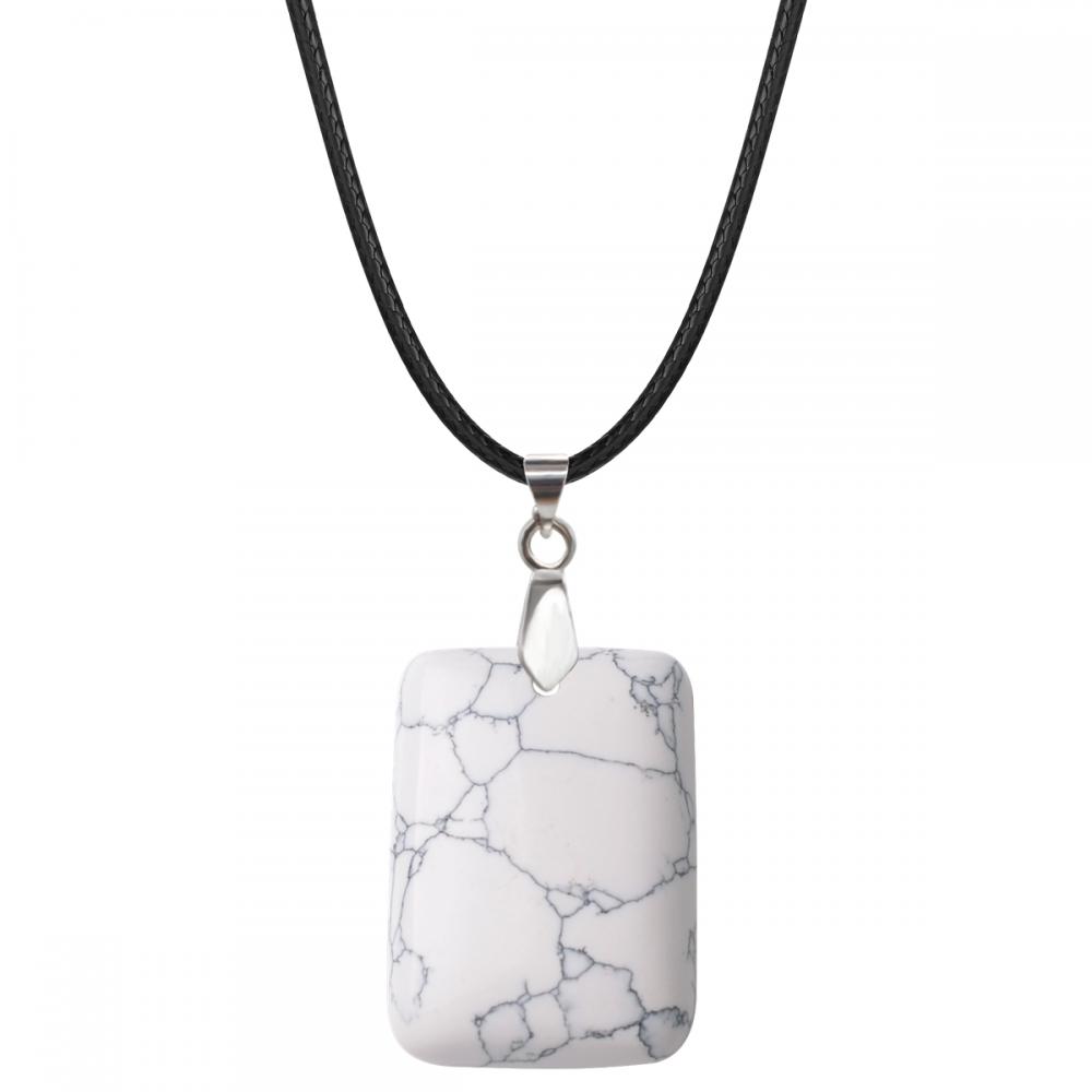 Blue Aventurine 25x35mm Rectangle Stone Pendant Necklace for women Men