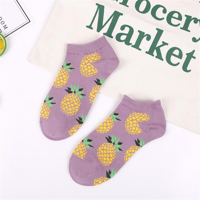 Korean Fresh Fruits Socks Lemon Avocado Pineapple Funny Socks Gardenias Banana Flamingos Plumerias Women Cute socks