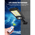 128 COB Solar wall light human Waterproof PIR Motion Sensor Smart Remote Control street light garden outdoor lighting