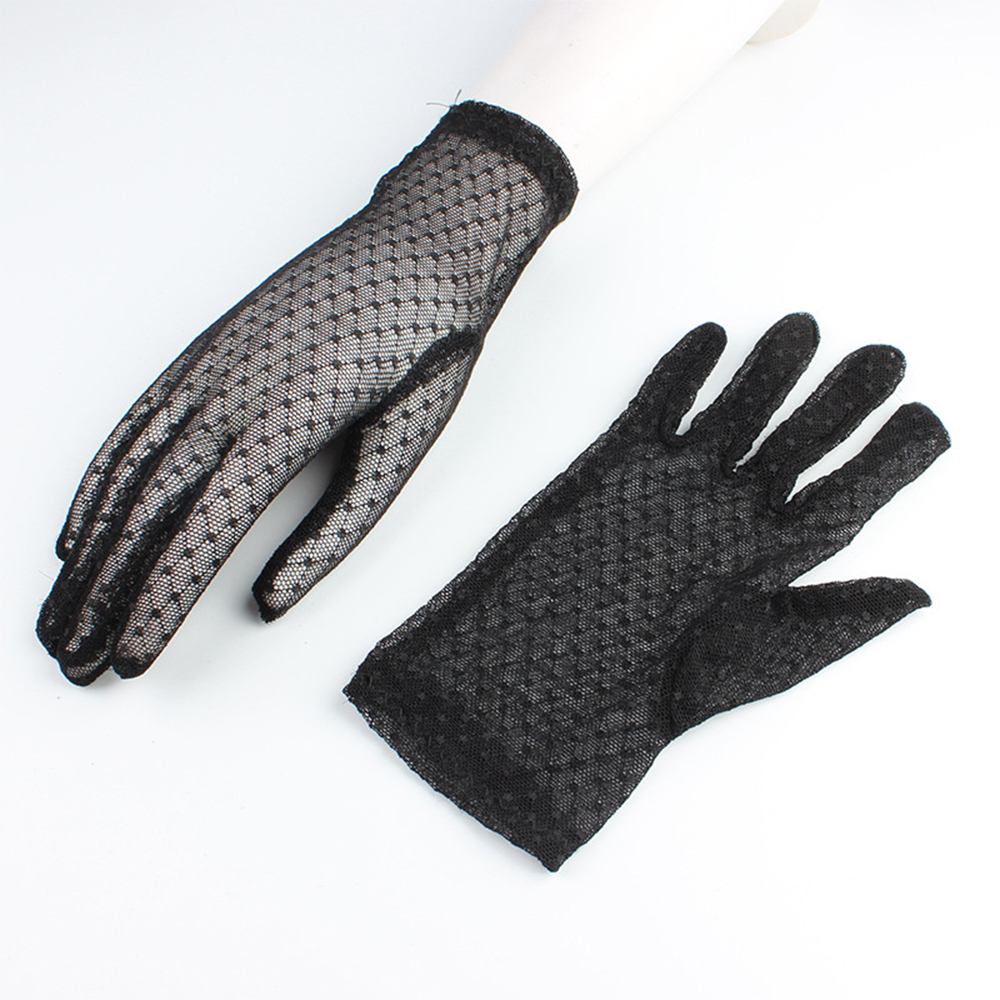 Sexy Lace Mesh Gloves Women Summer Black Anti UV Sunscreen Driving Gloves Lady Elegant Full Finger Glove Party Dance Mittens