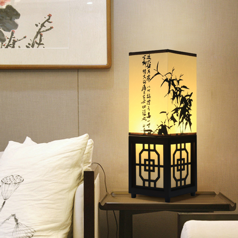 High-quality creative Modern classical Chinese style floor lamp Study lamp Bedside lampWooden floor lamp