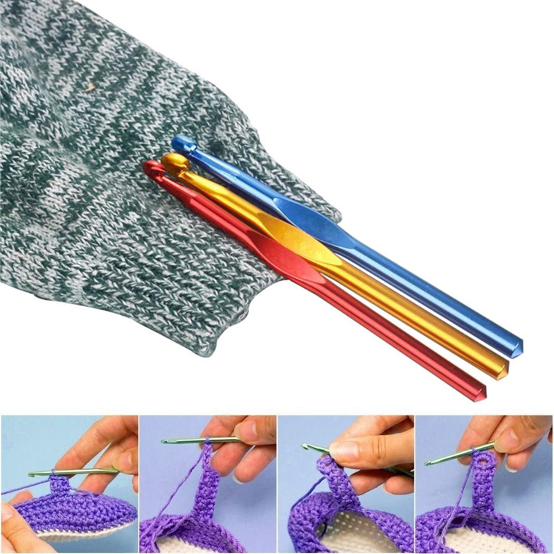 1PCS 2-10mm Sizes Aluminum Crochet Hooks Sewing Needles Knitting Needles Crochet Hook Sweater Weaving Tools Knitting Tool