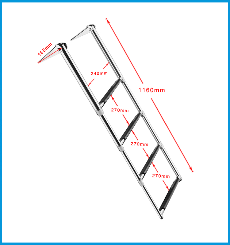 BSET MATEL 4 Steps Boat Stainless Steel 304 Telescoping Folding Ladder Deck Outboard Swim Platform Boat Marine Yacht Accessories