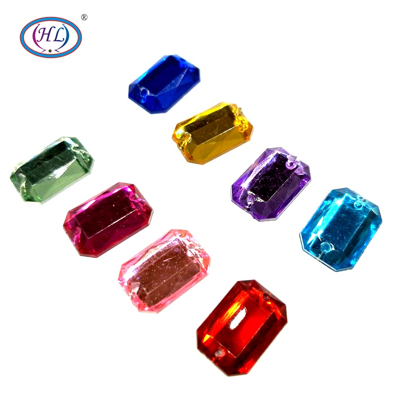HL 100pcs/lot 13mmx10mm Sew-on 2 Holes Acrylic Flatback Loose Rhinestones For Sewing Bags Apparel Shoes