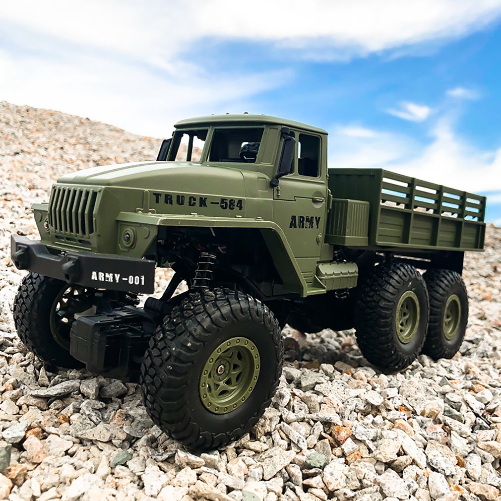 1:16 High Speed RC Car Military Truck 2.4G Six-wheel Remote Control Off-road Climbing Vehicle Model Toy for Kids Birthday Gift