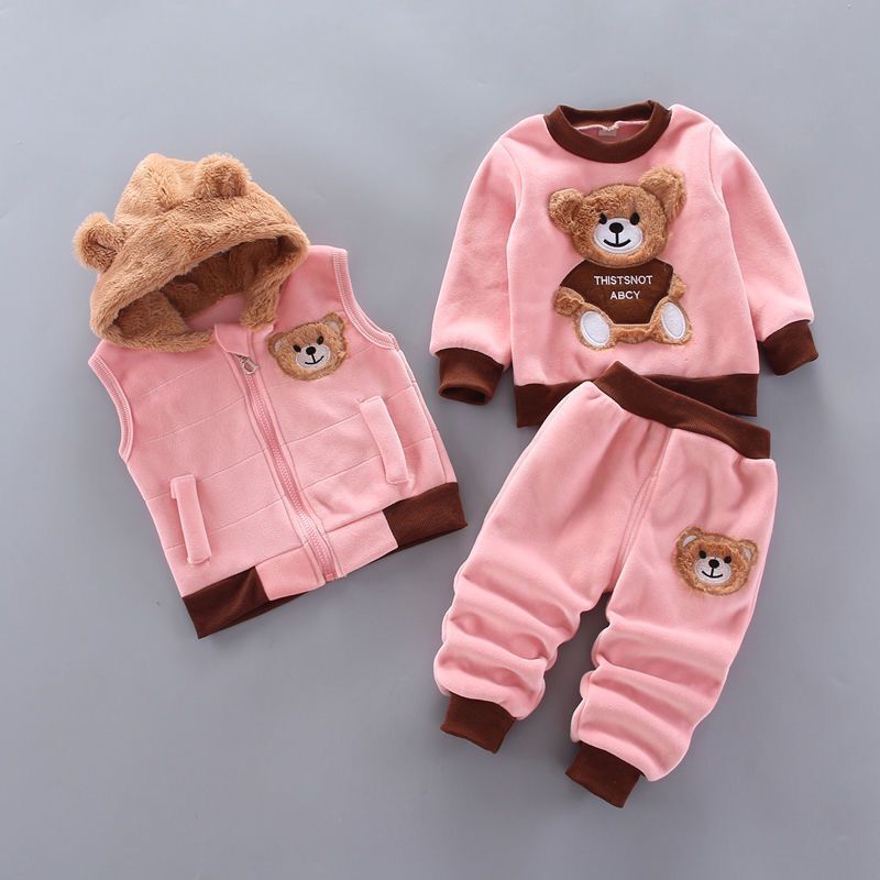 Autumn Winter Newborn Girls Clothing Sets Plus velvet Toddler Baby Girls Clothes 3Pcs Outfit Kids Warm Suit Christmas Clothes
