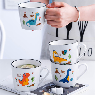 Nordic Ceramic Cartoon Animal Coffee Mug Simple Household Children Creative Porcelain Cute Dinosaur Oat Milk Cup Office Teacup