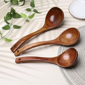 Large wooden soup spoon