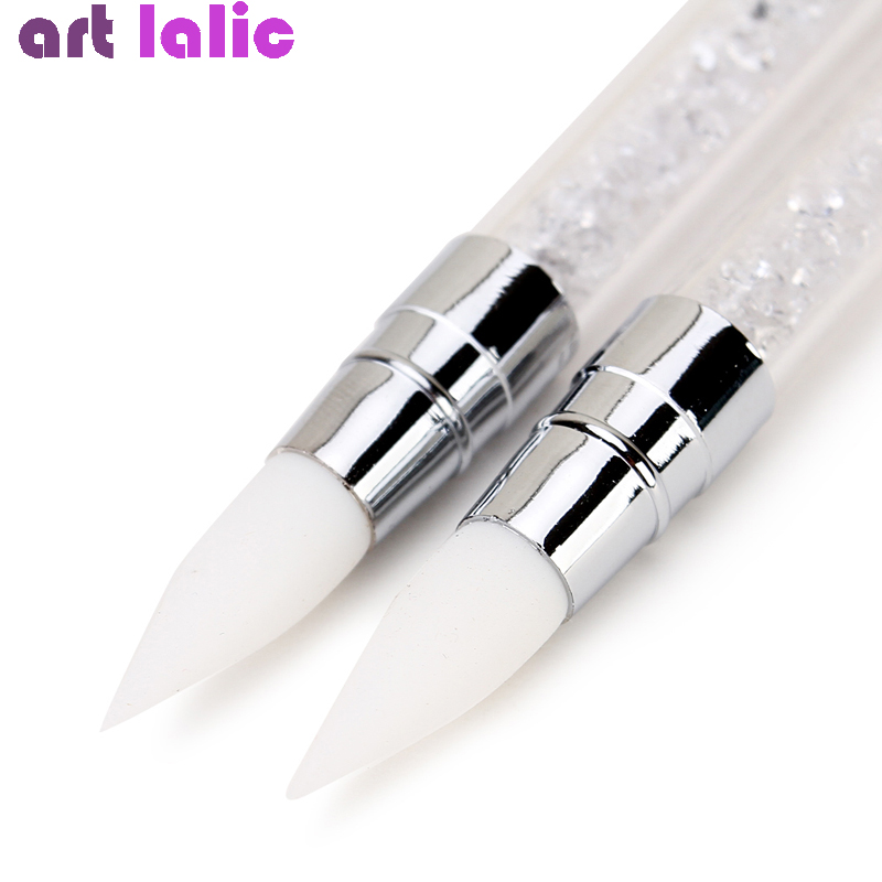 1 Pc Dual-ended Nail Art Silicone Sculpture Pen 3D Carving DIY Glitter Powder Liquid Manicure Dotting Brush Nail Tips Tool
