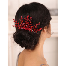 Bohe Wedding Accessories Red Crystal Bride hair comb Party for Women Girl Headdress Bridal Headwear Hair Jewelry