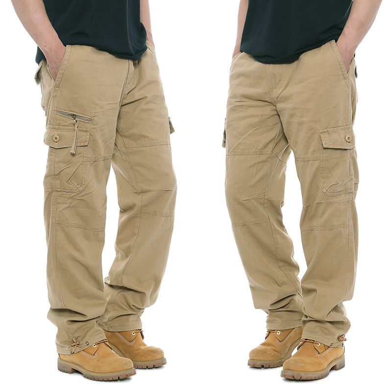 Cotton Cargo Pants Men Overalls Army Military Style Tactical Workout Straight Trousers Outwear Casual Multi Pocket Baggy Pants