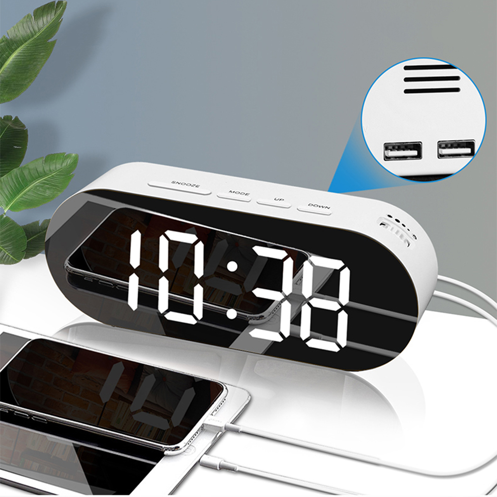 Digital Alarm Clock Mirror Digital Clock Snooze LED Night Lights Temperature Table Clocks Desk Clock Creative Home Decoration