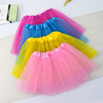 Girls Dance Skirt Children's Pettiskirt Tutu Skirt Princess Three-layer Mesh Short Skirt Girls' Wear Princess Ballet Tutu