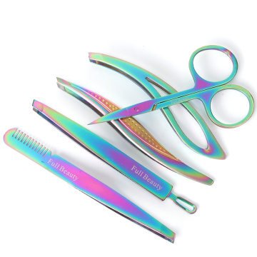 1pc Professional Eyelash Tweezers Chameleon Nail Scissors Eyelash Curler Eye Brows Trimmer Curvex Makeup Tools Manicure SAFBM1-5