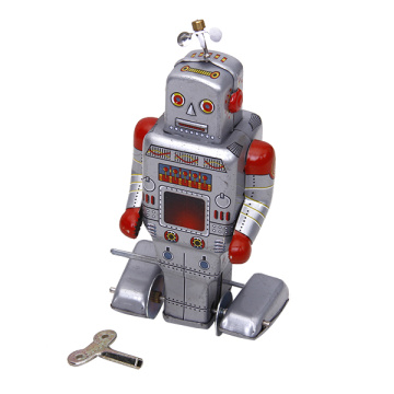 Generic Wind Up Metal Tin Toys Silver Robot Toy Collectible Gift w/ Key