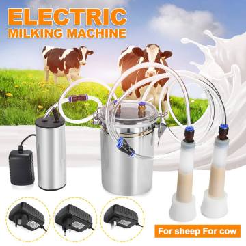 2L Electric Milking Machine for Cattle Goat Stainless Steel Milker Vacuum Pump Bucket 2 Head Milking Machine Farm Livestock Tool