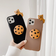Ins Chocolate chip cookies cute 3D bear Soft silicon phone case for apple iphone 6 7 8 Plus X XS XR MAX 11 Pro SE 12 MiNi cover