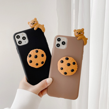 Ins Chocolate chip cookies cute 3D bear Soft silicon phone case for apple iphone 6 7 8 Plus X XS XR MAX 11 Pro SE 12 MiNi cover