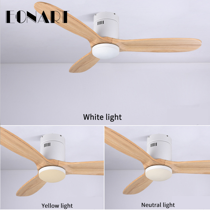 52 Inch Modern northern Europe wood ceiling fan with lamp led decorative ceiling fan remote control household roof fans for home