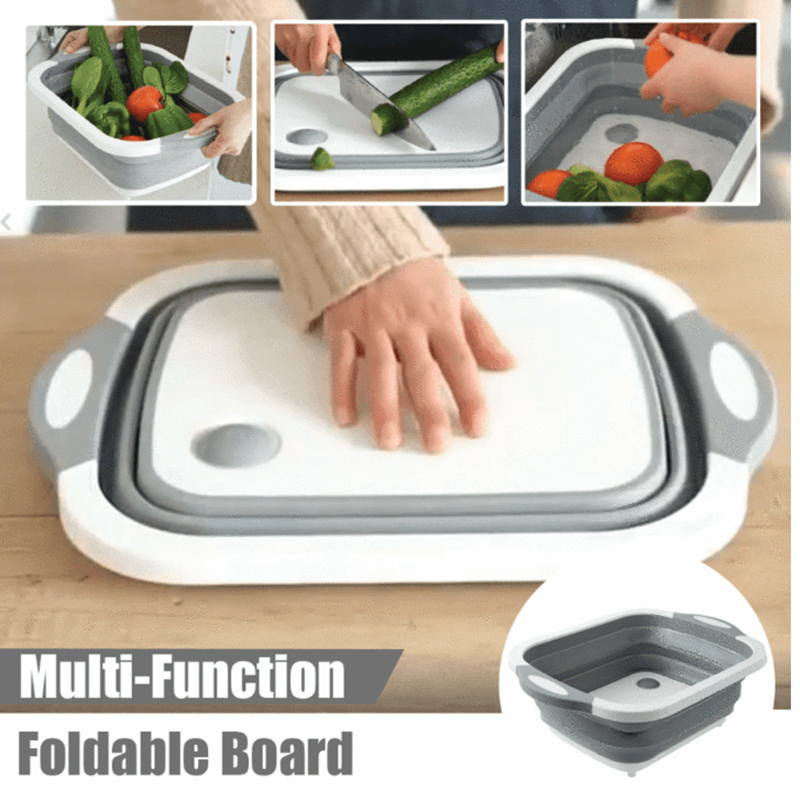 Kitchen Chopping Block Foldable Cutting Board with Colanders Kitchen Chopping Boards Washing Basket Drain Kitchen Organizer