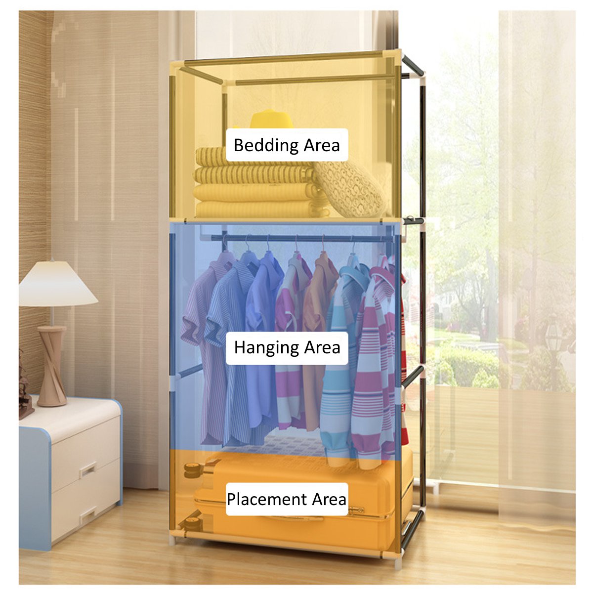 Portable Cloth Wardrobe Home Bedroom Clothes Storage Organizer Cabinet DIY Assembly Dampproof Fabric Wardrobe Closet Furniture