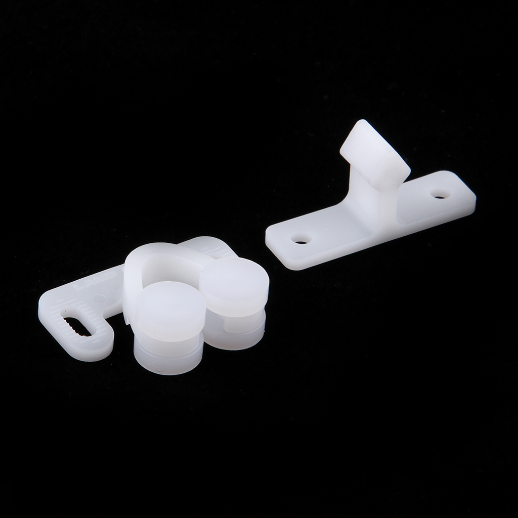 1 Set Boat RV Double Ball Roller Catch Latch for Cabinet Closet Doors White