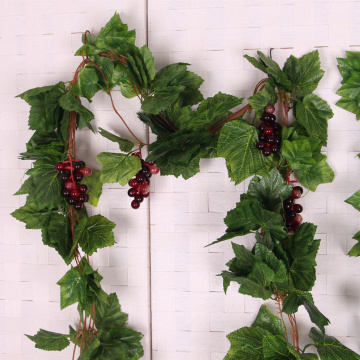 Artificial Plant Grapevine Leaves And Flowers Ivy Hanger Ivy Garland Plant Decoration, Grapevine With Grapes