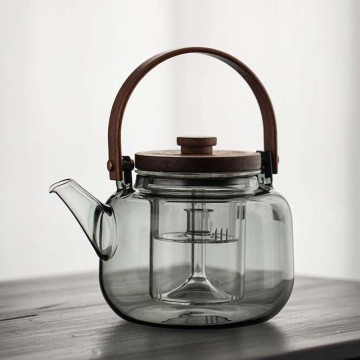 Smoke gray glass teapot