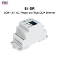 S1-DR AC Triac DMX Dimmer AC100V-240V DIN Rail 2 Channel 2CH, Dual Channel Output Silicon DMX512 LED Controller