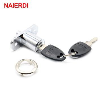 NAIERDI Drawer Push Lock Sliding Door Showcase Cupboard Cabinet Locks Window Security Chain Furniture Hardware With 2 Keys