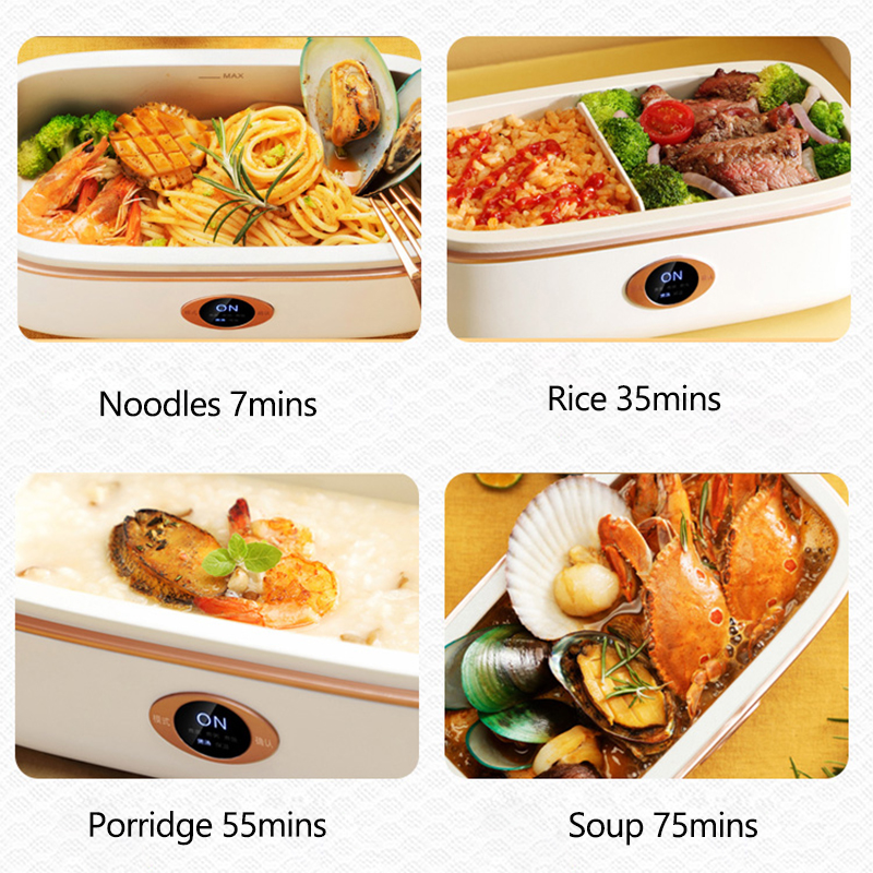 220V Electric Lunch Box Three-dimensional Heating Intelligent Rice Cooker Portable Multicooker Heat Preservation Cooker 300W