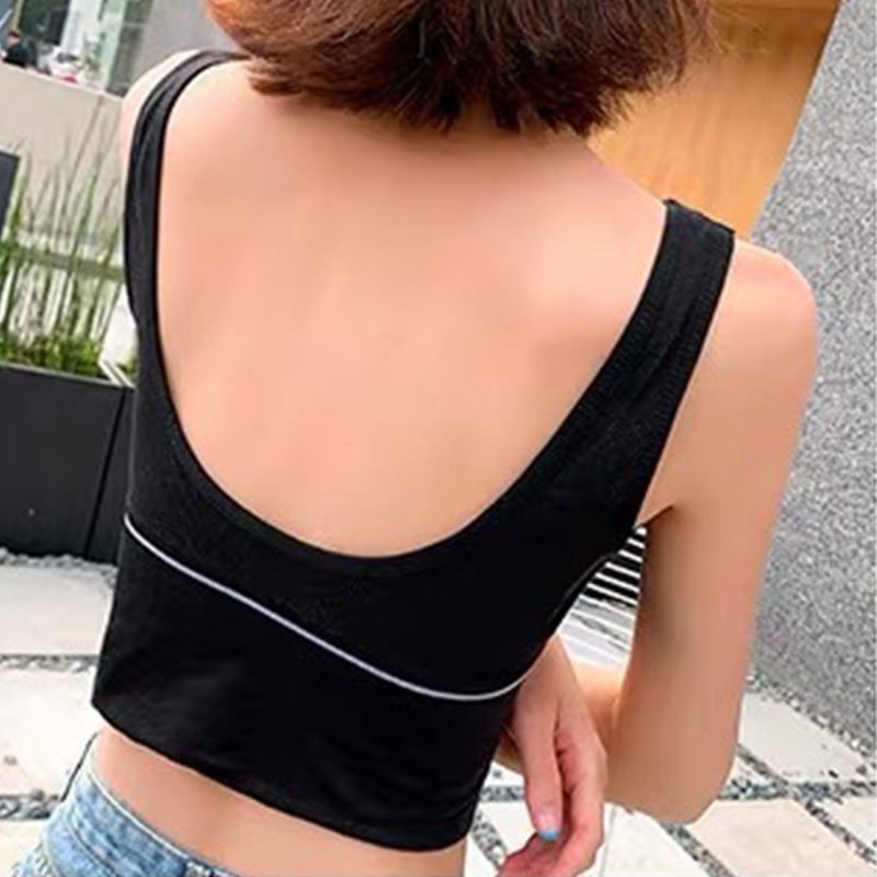 Women Sexy Cotton Crop Tops Seamless Sports Lingerie Padded Tank Top Wirefree Camis Deep U Beauty Back Fitness Underwear #F