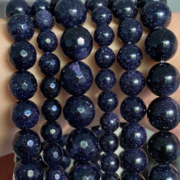 Natural Blue SandStone Beads For Jewelry Making Round Loose Beads Spacer Stone DIY Bracelet Handmade 4/6/8/10/12mm