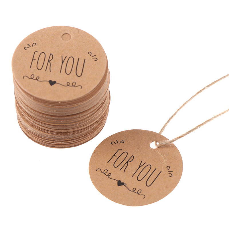 100pcs/lot DIY Kraft Paper Gift Tags FOR YOU For Celebrating Labels Handmade For Wedding Party Decoration Packaging Hang Paper