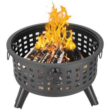 Outdoor Brazier Fireplace Fire Pit Burner for Camping Hiking Round Lattice Fire Bowl Portable Wood Burning Patio US Stock