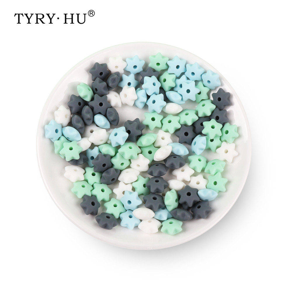 TYRY.HU 20pc/lot Silicone Teether Accessories Silicone Bead Teething Baby Teethers Necklace DIY Lentils 12*6mm BPA FREE
