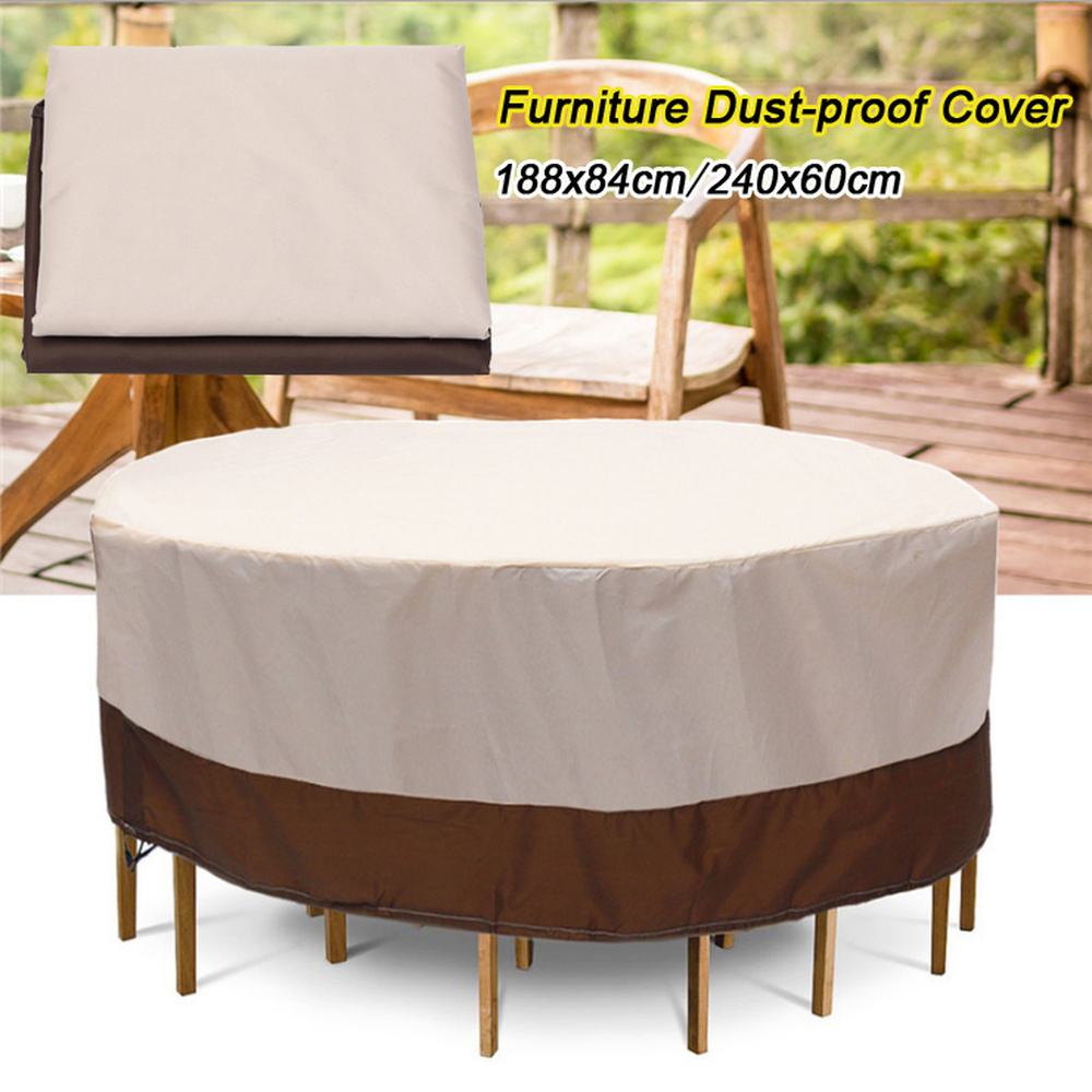 Waterproof Outdoor Garden Patio Furniture Covers Oxford Cloth Round Table UV Protection Table and Chair Dust Protection Cover