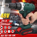 48V 6500mah Household Electric Drill Wrench Driver Double Speed Cordless Drill Rechargeable Lithium Battery Screwdriver