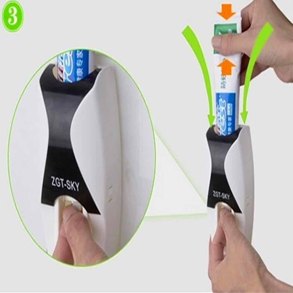Automatic Smart Toothpaste Dispenser+5 Toothbrush Storage Organizer Holder Rack Set Wall Mount Stand Squeezer