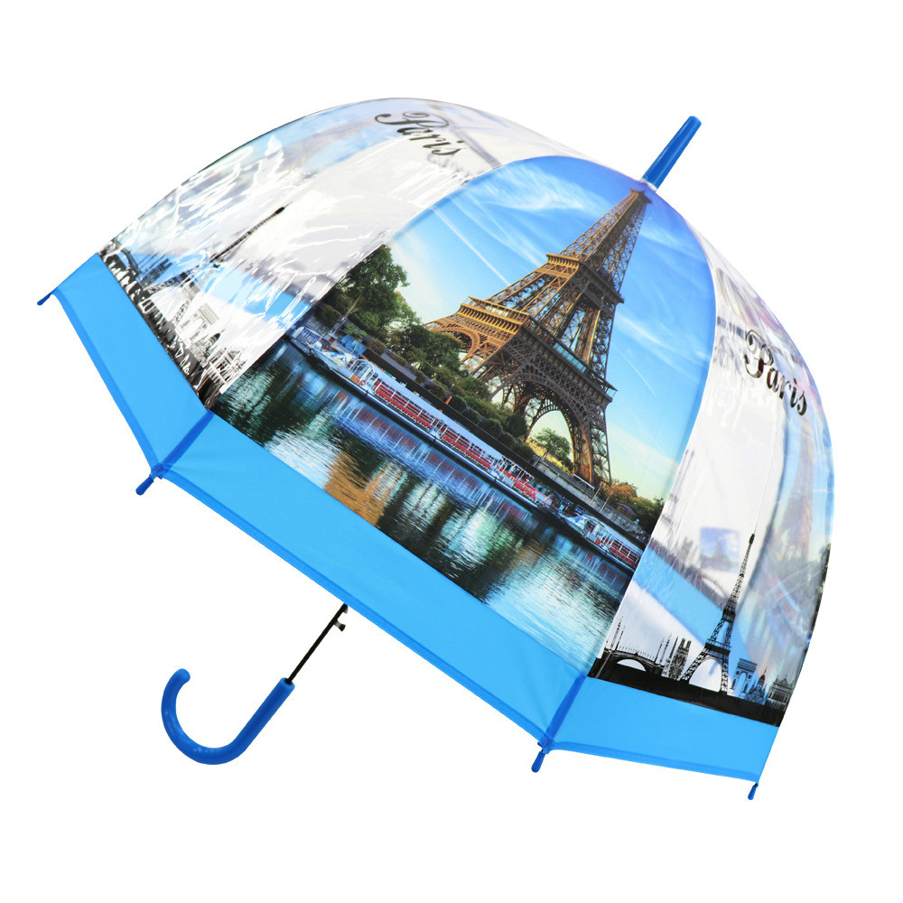 British Wind Series Umbrella Eiffel Tower Umbrella Transparent Thickened Apollo Bird Cage Umbrella Straight Handle Umbrella