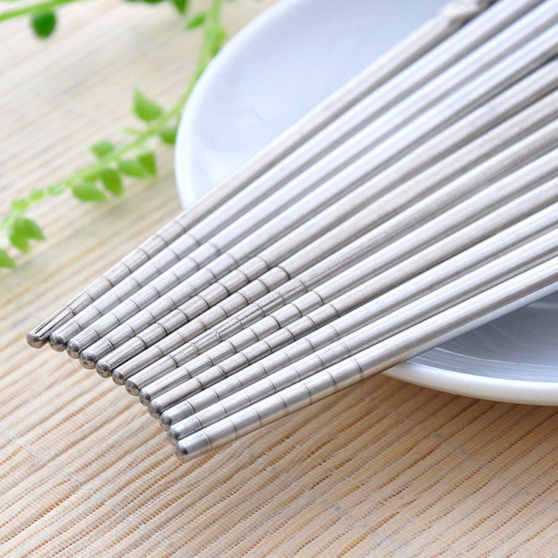 5Pairs/Lot Durable Stainless Steel Food Chopsticks Chinese Traditional Natural Pattern Rust-resistant Tableware Christmas Gifts