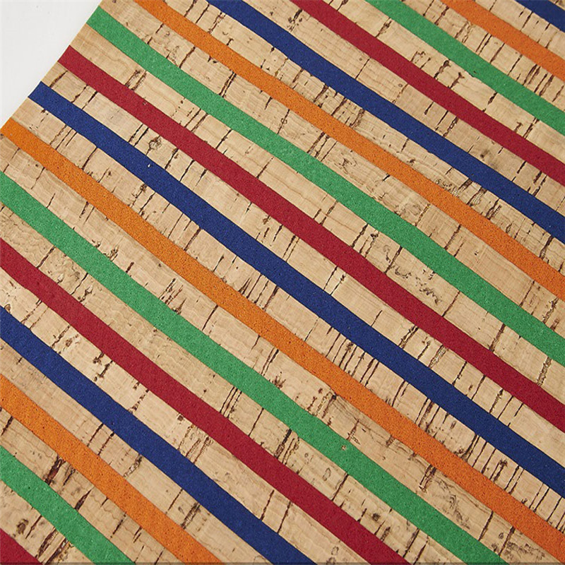 29x21cm Rainbow Striped Soft Cork Synthetic Leather Fabric Faux Leather for Jewelry Making DIY Sewing Material for Bows Handbags