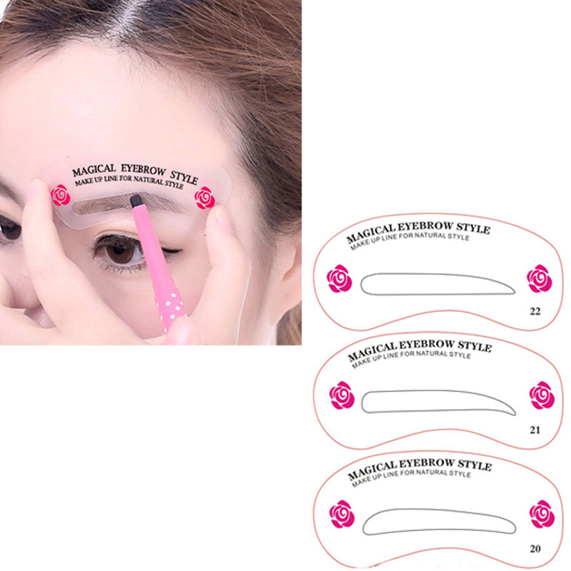 24 Pcs Reusable Eyebrow Stencil Set Eye Brow DIY Drawing Guide Shaping Grooming Template Card Easy Makeup Beauty Kit M88