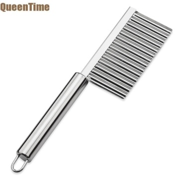 QueenTime Stainless Steel Wavy Cutter Cheese Butter Slicer Vegetable Fruits Cutter Salad Chopper French Fry Knife Kitchen Tool